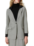 Twin Set Blazer Con Cappuccio Donna 242TF2010 Micro Piede De Poule Nero/neve - Grigio