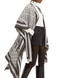 Twin Set Poncho Logo Jacquard Donna 242TO504A Dark Taupe - Beige