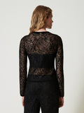 Twin Set Maglia Jacquard Lace Donna 242TP3011 - Nero