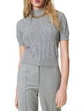 Twin Set Maglia Collo Alto Logo All Over Donna 242TP3600 Warm Melange Gray - Grigio