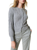 Twin Set Cardigan Logo Allover Donna 242TP3602 Warm Melange Gray - Grigio