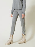 Twin Set Pantalone Jogger In Maglia Donna 242TP3801 Warm Melange Gray - Grigio