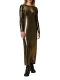 Twin Set Vestito Longuette Laminato Donna 242TT2360 Lamina Gold/black - Oro