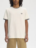Fred Perry T-shirt Twin Tipped Uomo M1588 Ecru/tennis Blue - Avorio