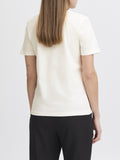 Ichi T-shirt Donna 20122502 Cloud Dancer W. Pink Yarrow - Bianco