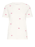 Ichi T-shirt Donna 20122502 Cloud Dancer W. Pink Yarrow - Bianco