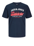 Jack e Jones T-shirt Logo Uomo 12268267 Sky Captain - Blu