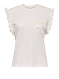 Only T-shirt Filippa Detail Pocket Donna 15289732 Cloud Dancer Dazy Tassels - Bianco