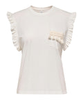Only T-shirt Filippa Detail Pocket Donna 15289732 Cloud Dancer Amy Tassels - Bianco