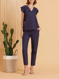 Take Two Blusa Con Rouges In Lino/Viscosa Donna DKE8639 - Blu