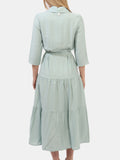 Yes Zee Vestito Longuette Chemisier con Cintura Donna A428YV00 Baja Blu - Celeste