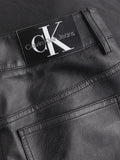 Pantalone Calvin Klein in Pelle Faux Leather High Ri da Donna - Nero