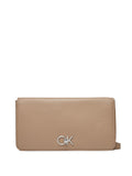 Borsa a Tracolla Calvin Klein Double Gusette da Donna - Beige